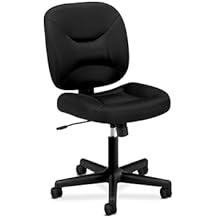 HON ValuTask Ergonomic Armless Office Chair with Breathable Mesh Low Back, CenterTilt Recline and Wheels, Compact Desk and Computer Chair for Home Office, Dorm, or Small Spaces, Black