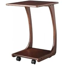 Tray Desk Cart,Rolling Couch Table,Wood C Shaped End Table Slide Under Couch,Wooden Sofa Table, C Shaped End Table for Couch, Side Coffee Tables for Living Room, Bedroom(Brown,Small)