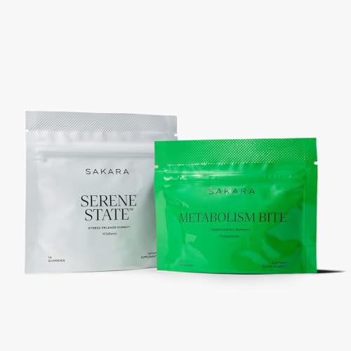 SAKARA Calm and Burn Gummy Bundle Dual Support for Energy, Calm Mind & Digestive Health Vegan Functional Wellness Bundle