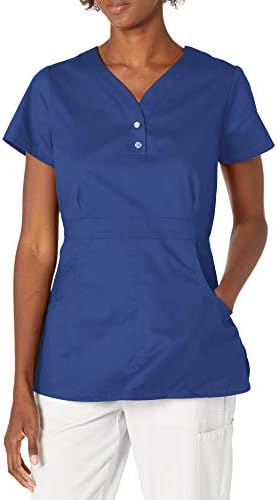 KOI Women's Justine Button-Front Scrub Top Longer Length