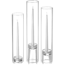 Yummi Set of 12 Taper Candles, Chimney and Taper Holders - White