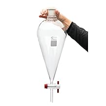 United ScientificTM SF149-2000 Glass 2000mL (2L) Laboratory Grade Heavy Wall Conical Seperatory Funnel, 24/40 Joints, PTFE Stockcock, 1 Each