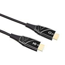 Amazon Basics HDMI Fiber Optic Cable with Gold Plated Connectors, 18Gbps High-Speed, 4K@60Hz, 2160p, 48-Bit Color, Ethernet Ready, 50 feet, Black