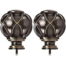 KAMANINA Netted Texture Replacement Finials for 1 inch curtain rods, M6 Standard Screw Drapery Rod Finials, Set of 2, Retro White.