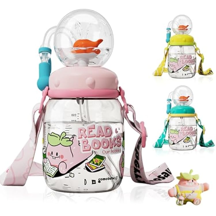 Whale Fountain Tumbler, Drinking Cup With Whale Squirt, 18oz Whales Water Bottle With Adjustable Strap, Spill Proof Whales Cup For Kids, Portable Leak Proof Training Sippy Cups For School A-Pink