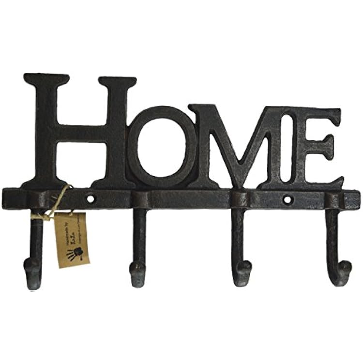 LuLu Decor, Cast Iron Home Shape Key Holder, Coat Hanger Decorative Wall Hook Antique cast Iron Vintage Style
