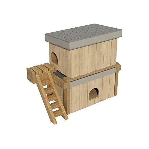 Dog House Plans DIY Medium Size Wooden Two Story Pet Kennel Home Shelter Outdoor Doghouse