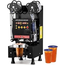 BONNLO Cup Sealing Machine,Full Automatic Cup Sealing Machine 95/90/89/88mm Cup Sealer Machine,500-650 Cups/H Digital Control LCD Panel Cup Sealer for Bubble Coffee Dessert Milk Tea Restaurant -Black