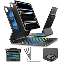 typecase Edge+ Keyboard Case for iPad Pro 13-inch (M5/M4) 2025/2024,Black Keyboard with Litchi Grain Protective Case,Portrait & Typing Modes,Built-in Trackpad,11-Color Backlight,Magnetic Stand