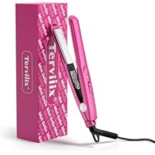 Terviiix Mini Flat Iron for Bangs Short Hair Edges, 1/2 Inch Small Ceramic Hair Straightener and Curler 2-in-1, Travel Flat Iron with Dual Voltage, 430F Fast Heat, Pouch - Pink