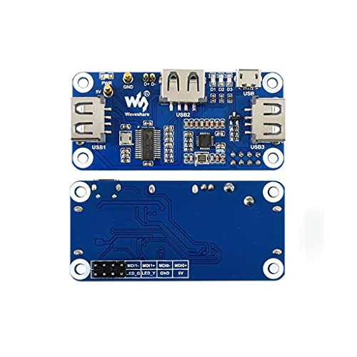 PoE EthernetUSB HUB HAT for Raspberry Pi ZeroZero WZero WH, 3X USB 2.0 Ports, 10M  100M RJ45 Port, 802.3af-Compliant