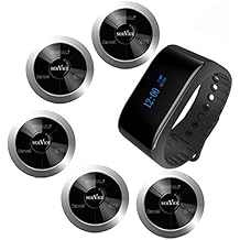 SINGCALL Restaurant Beepers Service Paging System Caregiver Call Button,Pack of 1 Watch Receiver and 5 Pagers