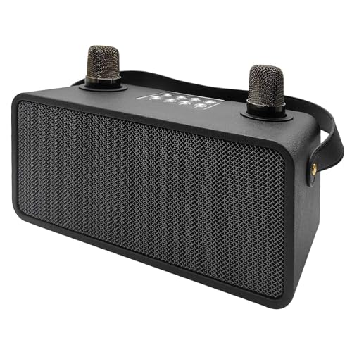 Karaoke Machine for Adults & Kids, Portable Bluetooth Speaker with 2 Wireless Karaoke Microphones, PA System with Echo Adjustment, Support BassFMUSBTF for Home Party