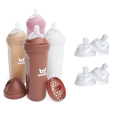 Herobility Double Anti-Colic Baby Bottle 12 fl oz 340ml with X-Large Size Teats - Bundle