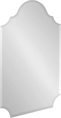 Kate and Laurel Reign Glamorous Frameless Arch Mirror, 24 x 36 Silver, Elegant Arched Mirror for Wall