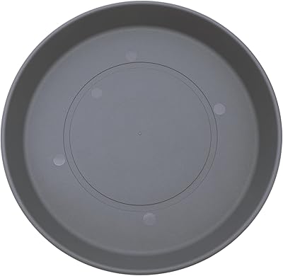 The HC Companies Round Prima Flower Pot Saucers - Plastic Plant Saucer for Outdoors & Indoors - Traditional Plant Pot Trays for Water Drainage -Durable Plant Tray 21-inch Warm Gray, Pack of 1
