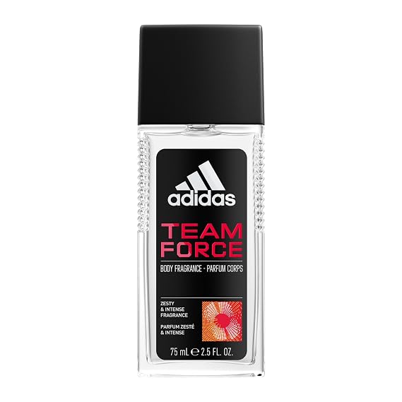 Adidas Team Force Body Fragrance 2.5 fl oz Pack of 1, Notes of Grapefruit, Jasmine, and Amber, Mens fragrance, Long lasting, Sporty fragrance, Travel size