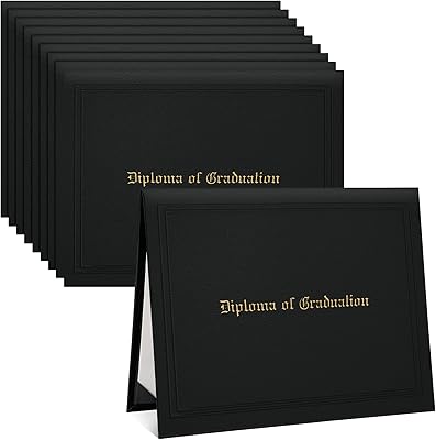 Teling 10 Pcs Graduation Imprinted Diploma Holder 8.5x 11 Diploma Cover Graduation Padded Certificate Holder Smooth Leatherette Certificate Cover Letter Size Folder for College SchoolBlack