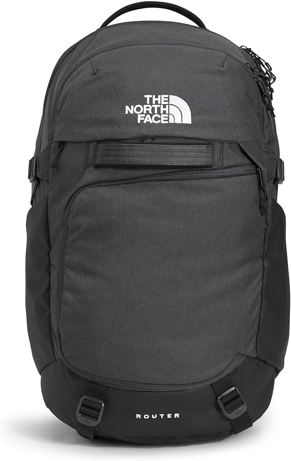 The North Face Router Everyday Laptop Backpack - Daypack, Water Repellent, Laptop Sleeve, Reflective Details, Asphalt Grey Light Heather/TNF Black-NPF, One Size