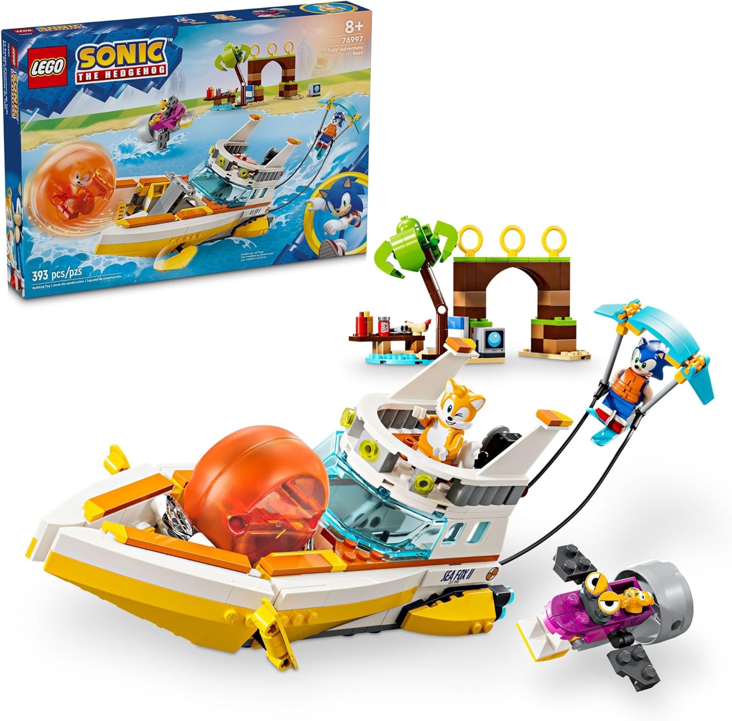 LEGO Sonic the Hedgehog Tales Adventure Boat Interactive Toy Building Set, Video Game Toy with Sonic Characters and Water Ski, Gamer Gift for Boys and Girls Ages 8 76997
